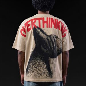 OVERTHINKING – Beige Oversized T-shirt